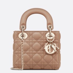 Replica Dior Mini Lady Dior Bag with Chain Blush Cannage