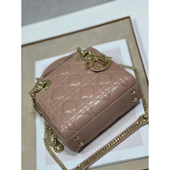 Replica Dior Mini Lady Dior Bag with Chain Blush Cannage