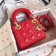 Replica Dior Mini Lady Dior Bag with Chain Red Cannage