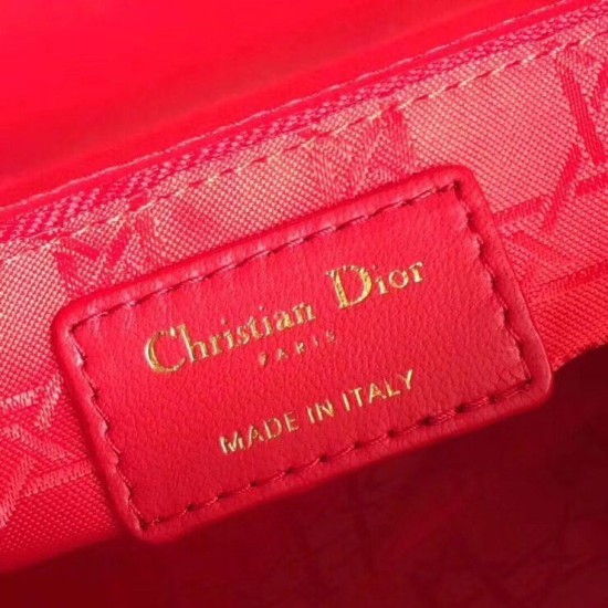 Replica Dior Mini Lady Dior Bag with Chain Red Cannage