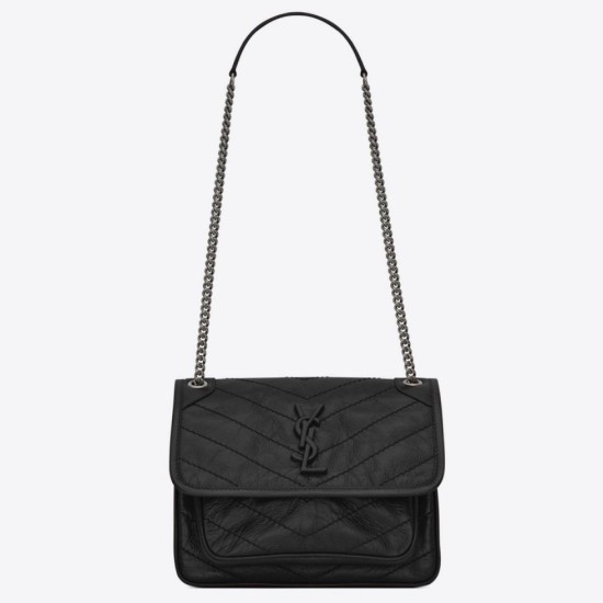 Replica YSL Saint Laurent Niki Baby Vintage Bag Crinkled Black Replica YSL Saint Laurent Niki Baby Vintage Bag Crinkled Black