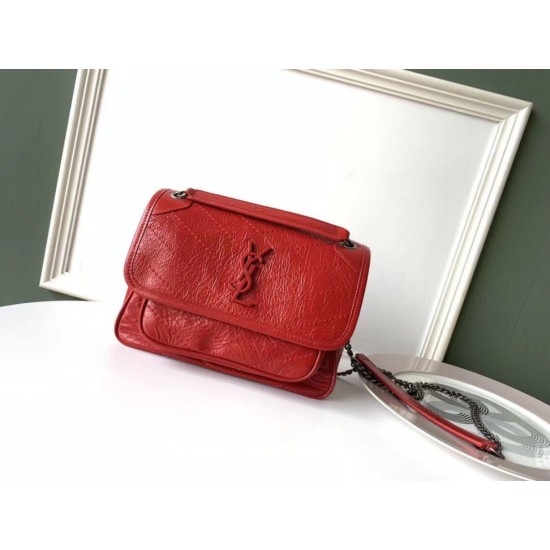 Replica YSL Saint Laurent Niki Baby Vintage Bag Crinkled Red Replica YSL Saint Laurent Niki Baby Vintage Bag Crinkled Red