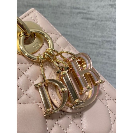 Replica Dior Lady Dior Mini Bag with Chain Resin Charms Pink Replica Dior Lady Dior Mini Bag with Chain Resin Charms Pink