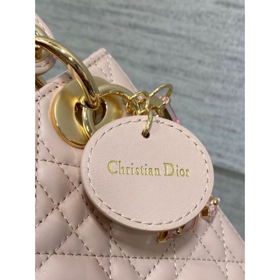Replica Dior Lady Dior Mini Bag with Chain Resin Charms Pink Replica Dior Lady Dior Mini Bag with Chain Resin Charms Pink