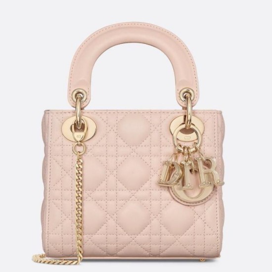 Replica Dior Lady Dior Mini Bag with Chain Resin Charms Pink Replica Dior Lady Dior Mini Bag with Chain Resin Charms Pink