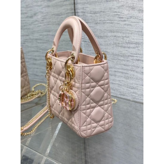 Replica Dior Lady Dior Mini Bag with Chain Resin Charms Pink Replica Dior Lady Dior Mini Bag with Chain Resin Charms Pink
