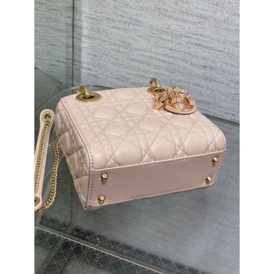 Replica Dior Lady Dior Mini Bag with Chain Resin Charms Pink Replica Dior Lady Dior Mini Bag with Chain Resin Charms Pink