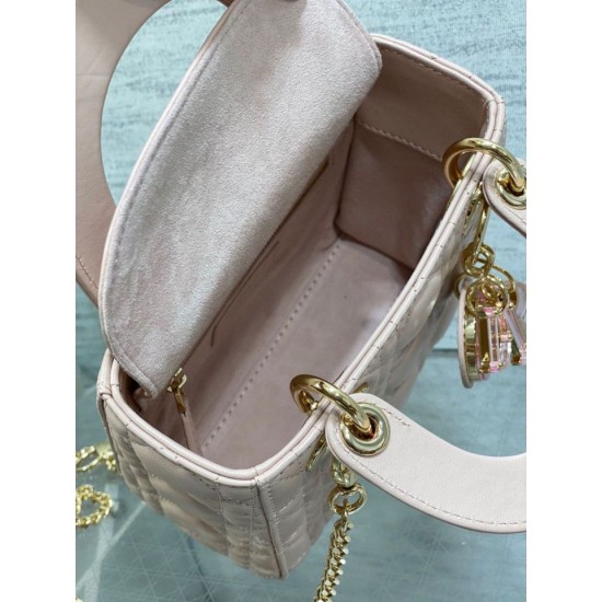 Replica Dior Lady Dior Mini Bag with Chain Resin Charms Pink Replica Dior Lady Dior Mini Bag with Chain Resin Charms Pink