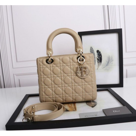Replica Dior Medium Lady Dior Bag with Enamel Charm Beige Replica Dior Medium Lady Dior Bag with Enamel Charm Beige