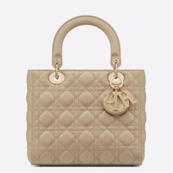 Replica Dior Medium Lady Dior Bag with Enamel Charm Beige