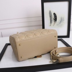 Replica Dior Medium Lady Dior Bag with Enamel Charm Beige