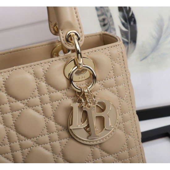 Replica Dior Medium Lady Dior Bag with Enamel Charm Beige Replica Dior Medium Lady Dior Bag with Enamel Charm Beige