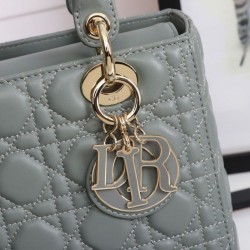 Replica Dior Classic Medium Lady Dior Cannage Bag Gray