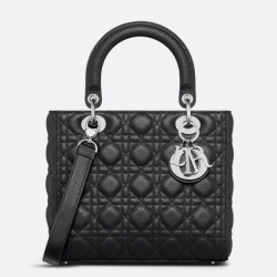 Replica Dior Lady Dior Medium Bag Grained Calfskin Black