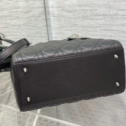 Replica Dior Lady Dior Medium Bag Grained Calfskin Black