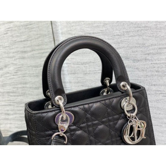 Replica Dior Lady Dior Medium Bag Grained Calfskin Black Replica Dior Lady Dior Medium Bag Grained Calfskin Black