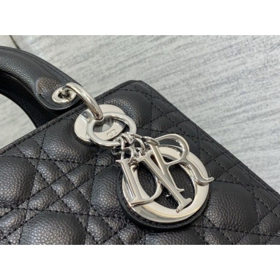 Replica Dior Lady Dior Medium Bag Grained Calfskin Black Replica Dior Lady Dior Medium Bag Grained Calfskin Black
