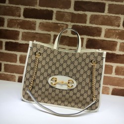 Replica Gucci 1955 Horsebit Medium Tote Bag 621144 White