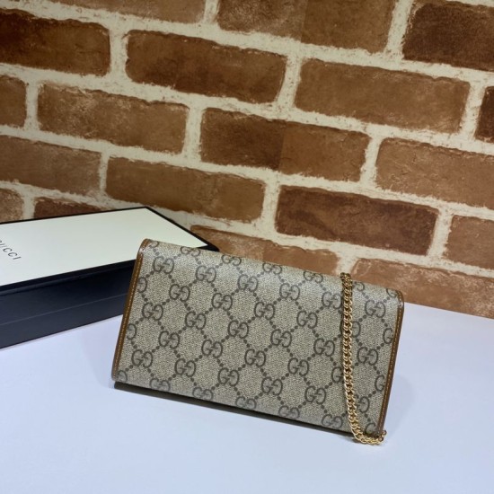 Fake Gucci Bag 621888 GG-Supreme Canvas Horsebit 1955 Chain Bag Replica