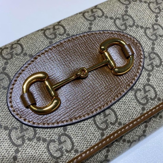 Fake Gucci Bag 621888 GG-Supreme Canvas Horsebit 1955 Chain Bag Replica