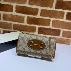 Fake Gucci Bag 621888 GG-Supreme Canvas Horsebit 1955 Chain Bag Replica