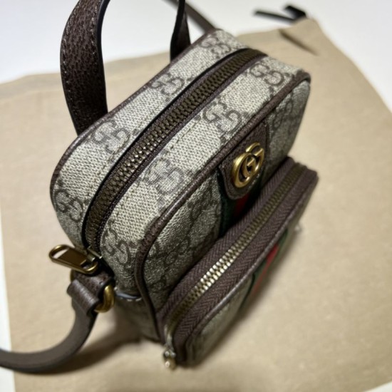 Replica Gucci Ophidia mini bag GG Supreme canvas 671682 Brown