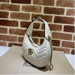 Replica Gucci GG Marmont half Moon Shaped Mini Bag 699514 White