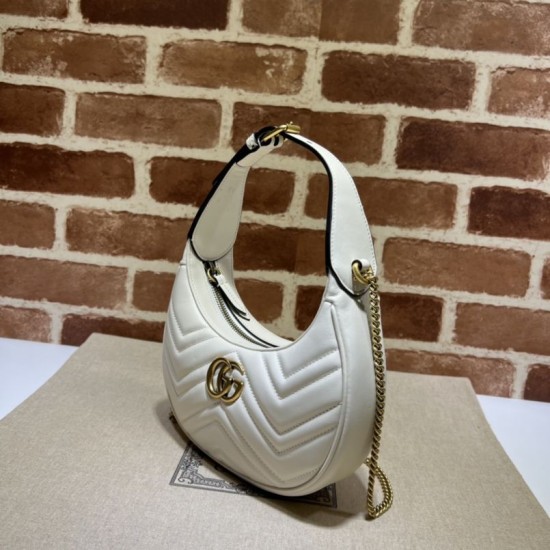 Replica Gucci GG Marmont half Moon Shaped Mini Bag 699514 White Replica Gucci GG Marmont half Moon Shaped Mini Bag 699514 White