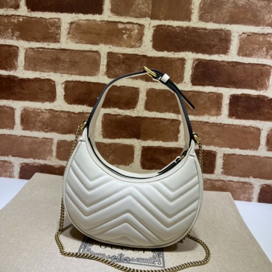 Replica Gucci GG Marmont half Moon Shaped Mini Bag 699514 White Replica Gucci GG Marmont half Moon Shaped Mini Bag 699514 White