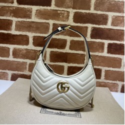 Replica Gucci GG Marmont half Moon Shaped Mini Bag 699514 White