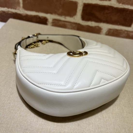 Replica Gucci GG Marmont half Moon Shaped Mini Bag 699514 White Replica Gucci GG Marmont half Moon Shaped Mini Bag 699514 White