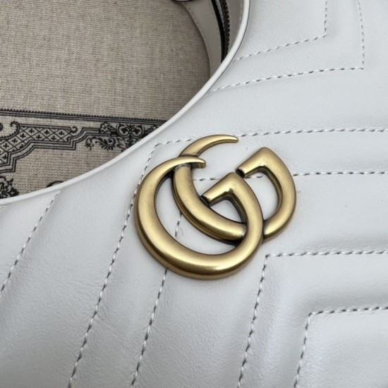 Replica Gucci GG Marmont half Moon Shaped Mini Bag 699514 White Replica Gucci GG Marmont half Moon Shaped Mini Bag 699514 White