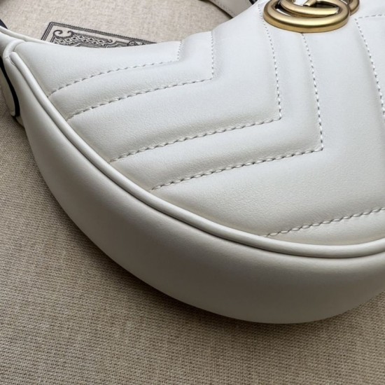 Replica Gucci GG Marmont half Moon Shaped Mini Bag 699514 White Replica Gucci GG Marmont half Moon Shaped Mini Bag 699514 White