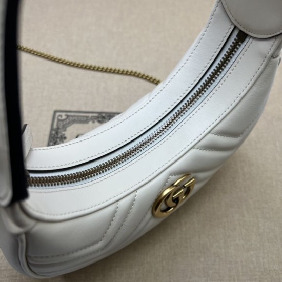Replica Gucci GG Marmont half Moon Shaped Mini Bag 699514 White Replica Gucci GG Marmont half Moon Shaped Mini Bag 699514 White