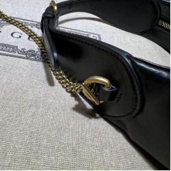 Fake Gucci GG Marmont half Moon Shaped Mini Bag 699514 Black Replica