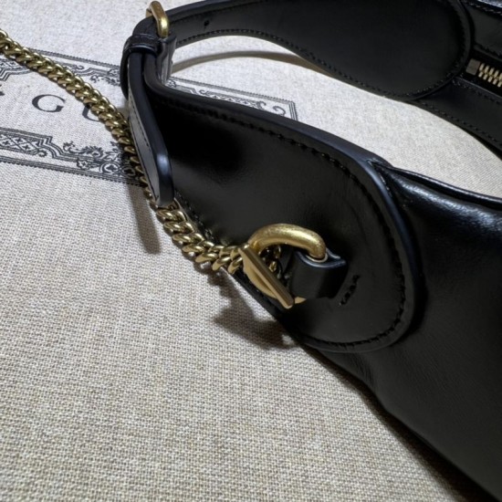 Fake Gucci GG Marmont half Moon Shaped Mini Bag 699514 Black Replica