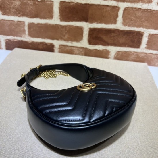 Fake Gucci GG Marmont half Moon Shaped Mini Bag 699514 Black Replica