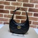 Fake Gucci GG Marmont half Moon Shaped Mini Bag 699514 Black Replica