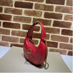 Replica Gucci GG Marmont half Moon Shaped Mini Bag 699514 Red