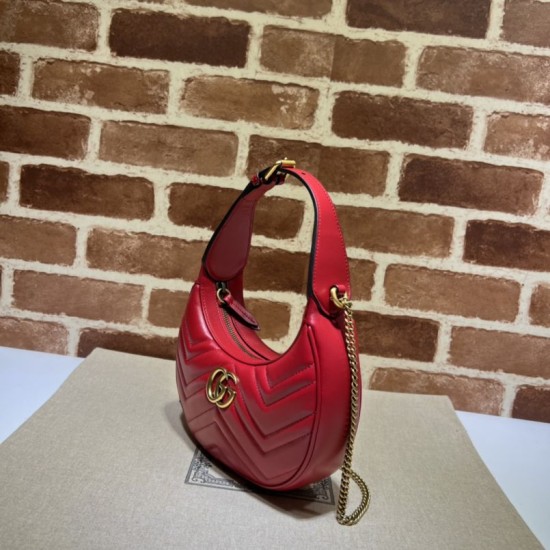 Replica Gucci GG Marmont half Moon Shaped Mini Bag 699514 Red