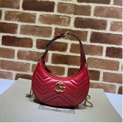 Replica Gucci GG Marmont half Moon Shaped Mini Bag 699514 Red