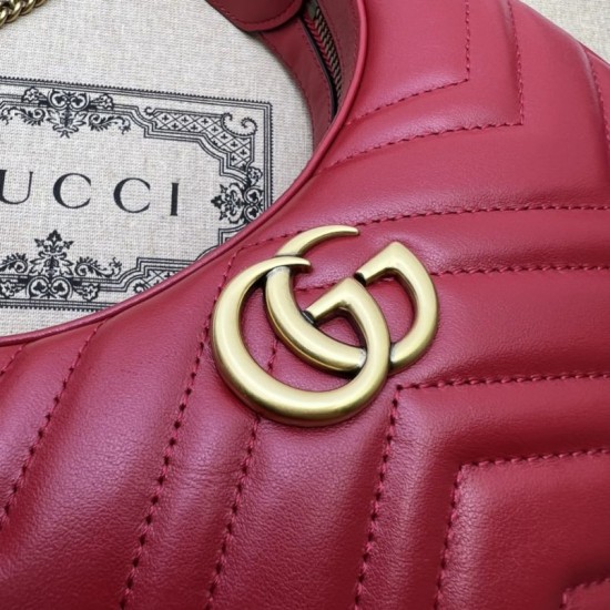 Replica Gucci GG Marmont half Moon Shaped Mini Bag 699514 Red