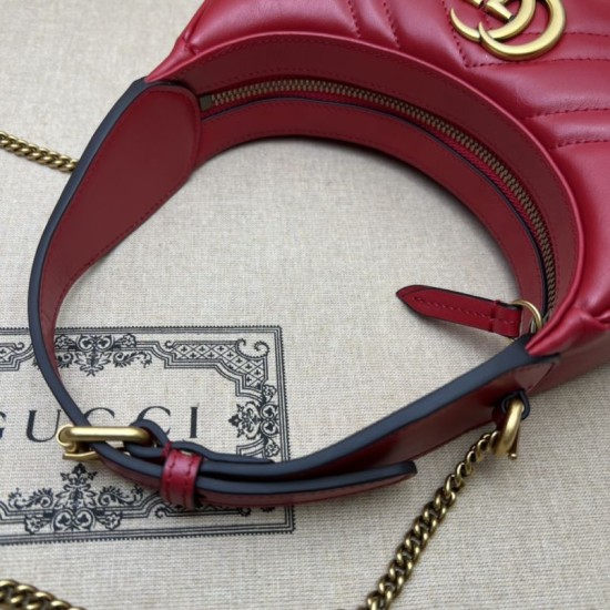 Replica Gucci GG Marmont half Moon Shaped Mini Bag 699514 Red