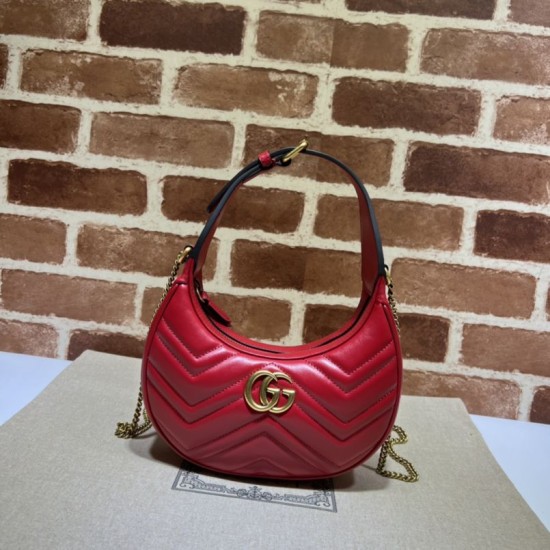 Replica Gucci GG Marmont half Moon Shaped Mini Bag 699514 Red