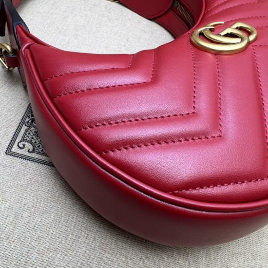 Replica Gucci GG Marmont half Moon Shaped Mini Bag 699514 Red