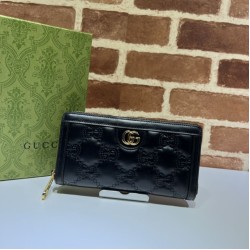 Replica Gucci GG Matelassé zip-around wallet 723784 Black