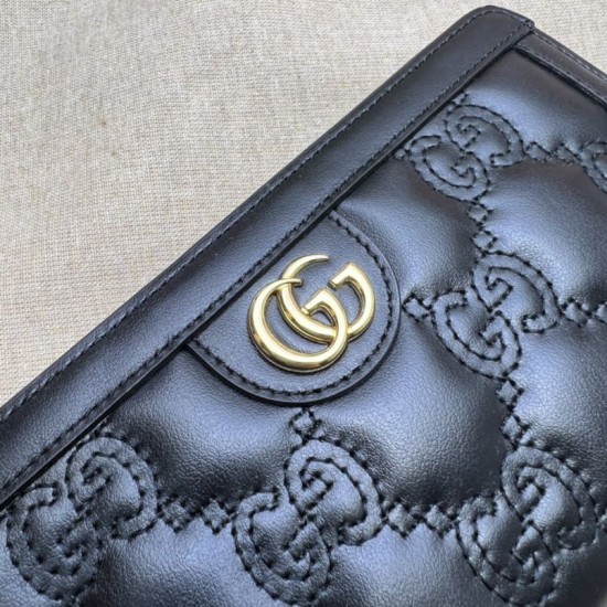 Replica Gucci GG Matelassé zip-around wallet 723784 Black Replica Gucci GG Matelassé zip-around wallet 723784 Black