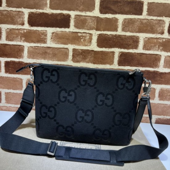 Replica Gucci Jumbo GG medium messenger bag 739668 Black Replica Gucci Jumbo GG medium messenger bag 739668 Black