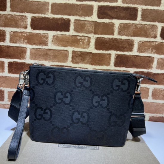 Replica Gucci Jumbo GG medium messenger bag 739668 Black Replica Gucci Jumbo GG medium messenger bag 739668 Black