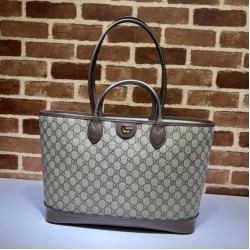 Fake Gucci Ophidia medium tote bag 739730 GG Supreme canvas Brown Replica